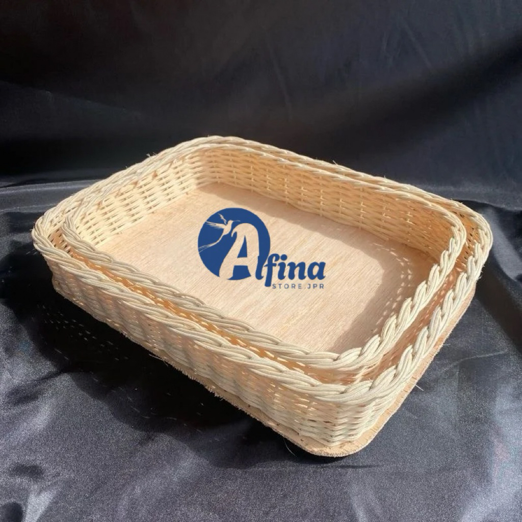 Keranjang hantaran anyaman rotan kotak 1set isi 2pcs