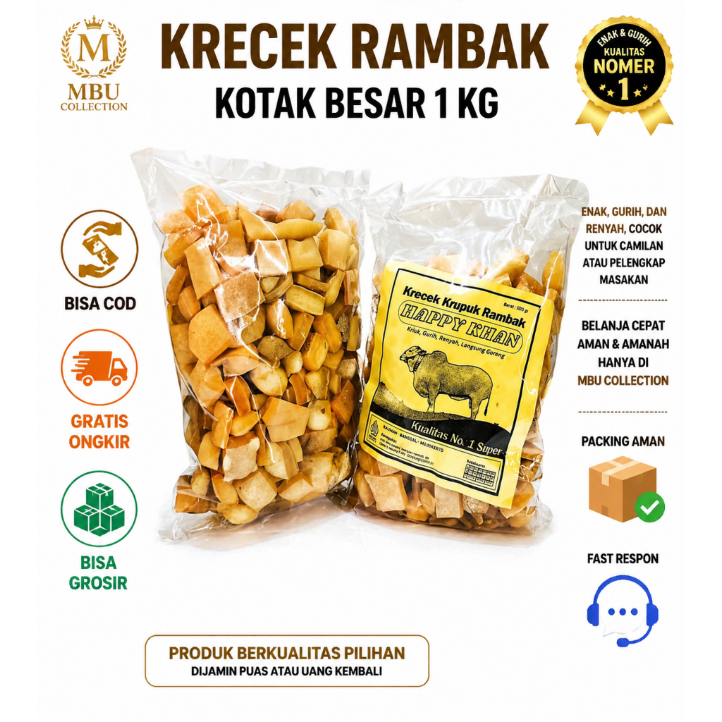 Kerupuk Kulit Sapi Mentah 1Kg Krecek Rambak