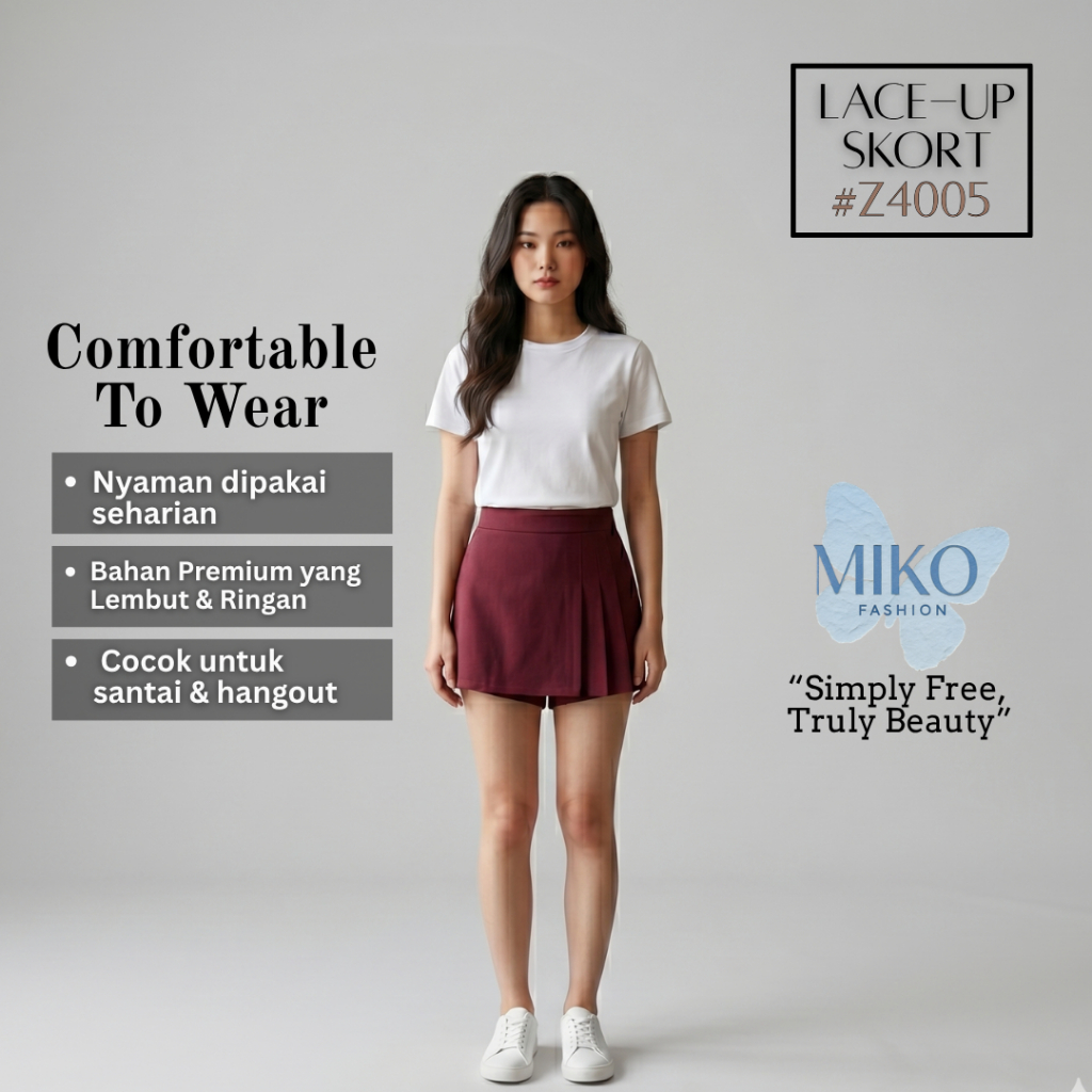 Mikofashion / Mini Midi Skort Skirt / Rok Celana Bahan / Rok Cantik Wanita Design Depan Lipat Kualit