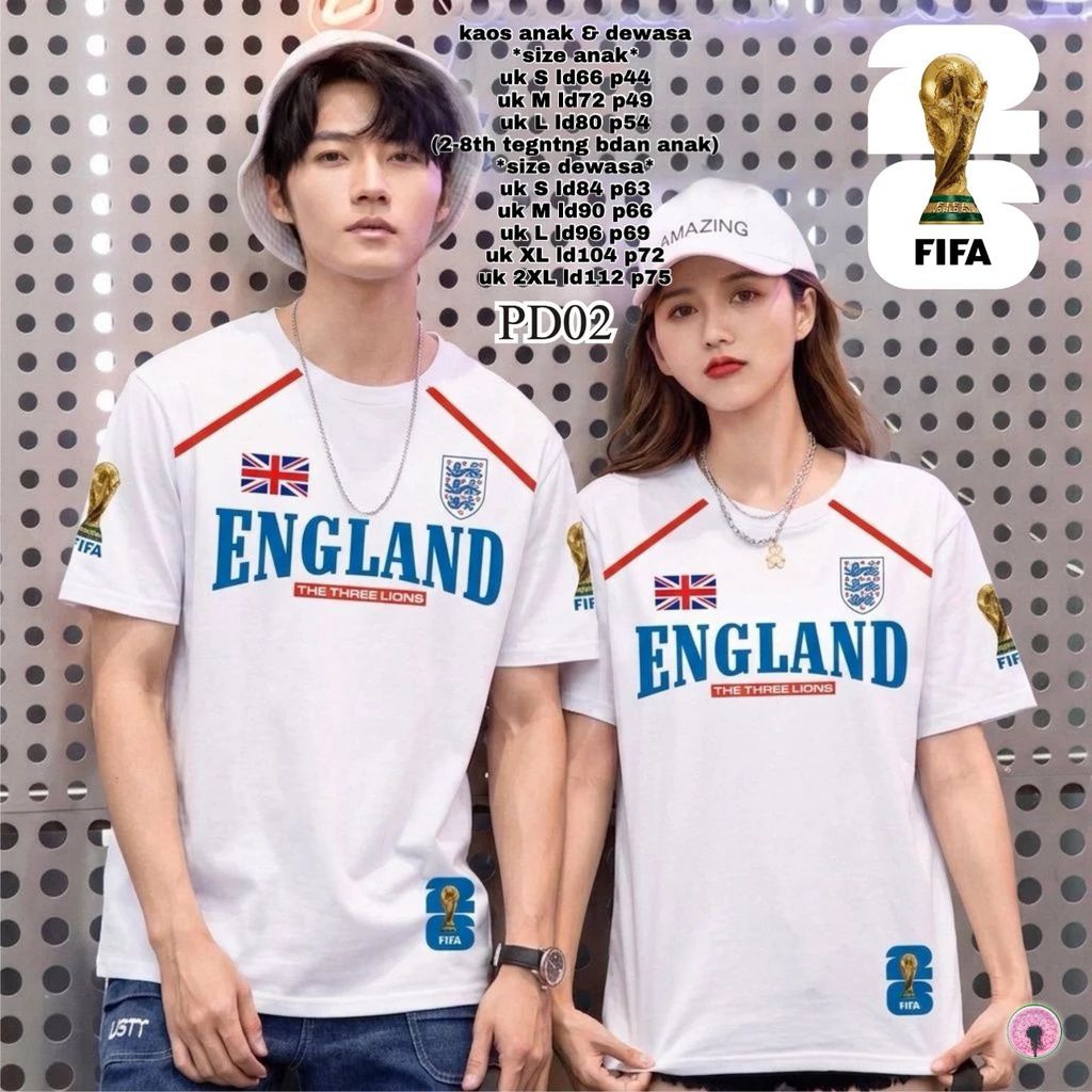 PD02 kaos fifa england / kaos dewasa/kaos wanita/kaos pria