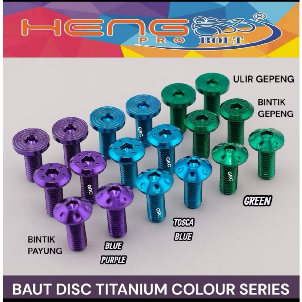 BAUT DISC BAUT PIRINGAN STEINLESS M8X20 TITANIUM COLOUR UNIVERSAL BISA BUAT SEMUA MOTOR