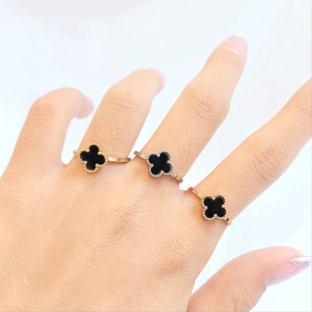 Cincin Titanium Clover Wanita - Cincin Fashion Korean Style