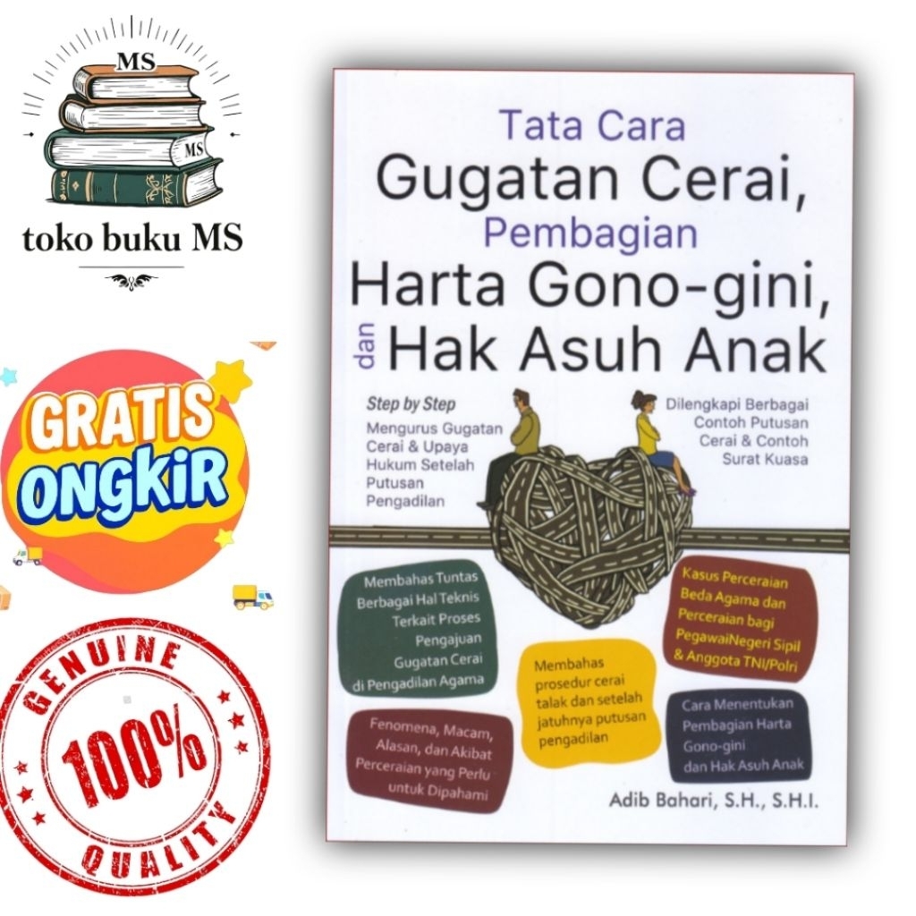 Buku Tata Cara Gugatan Cerai, Pembagian Harta Gono-gini, dan Hak Asuh Anak