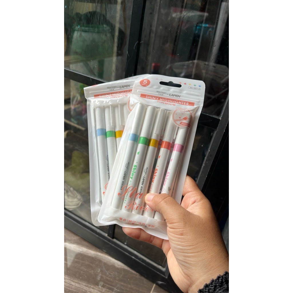 5 Pcs pena penyorot glitter spidol stabilo set/ Spidol warna warni 5pcs