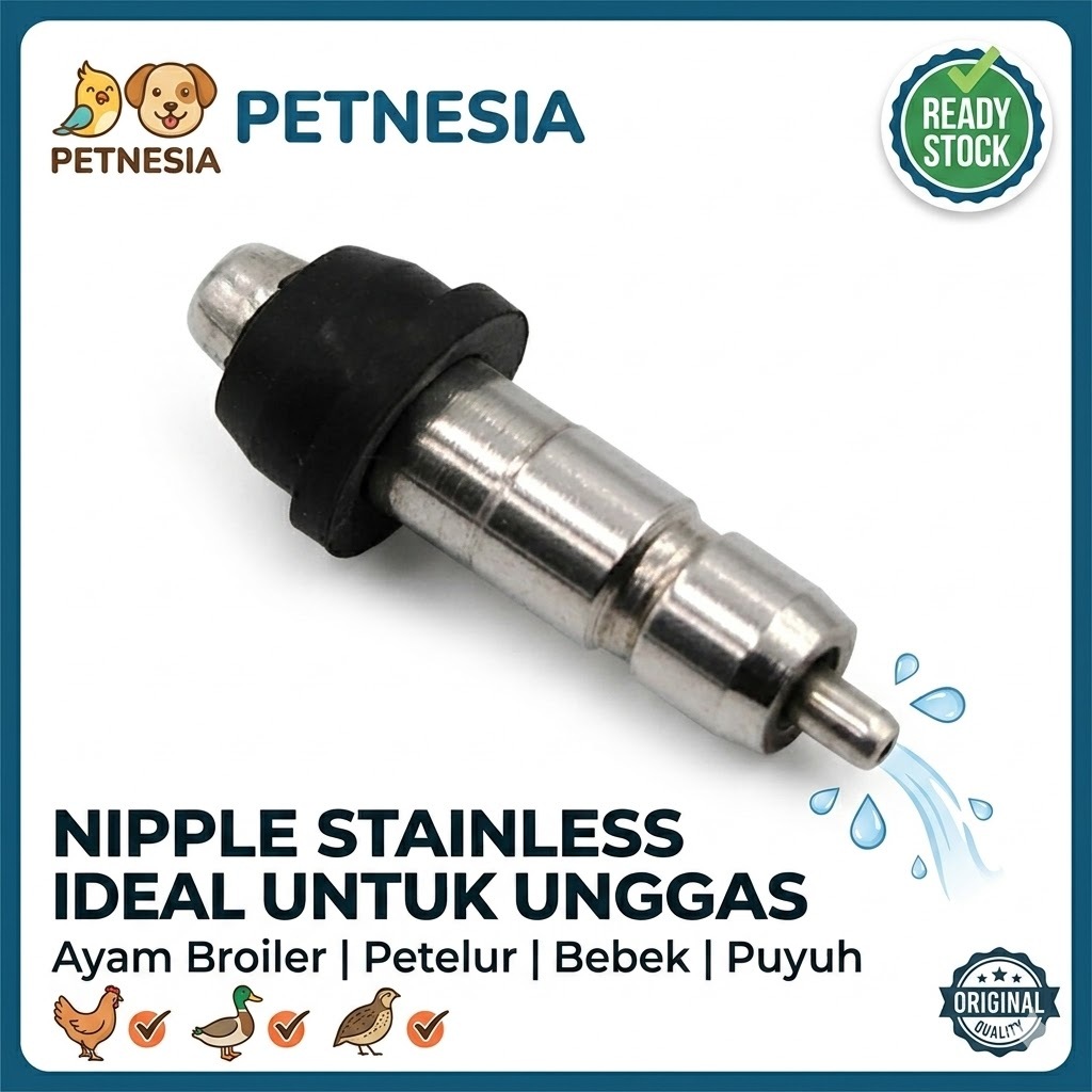 NIPPLE STAINLES NIPLE NEPEL  STAINLES - Nipel Ayam Puyuh  Tempat Minum Unggas