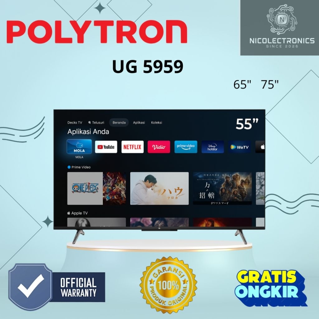 TV LED Polytron 65UG5959 / 75UG5959 LED Polytron 65 inch / 75 inch Android TV Polytron