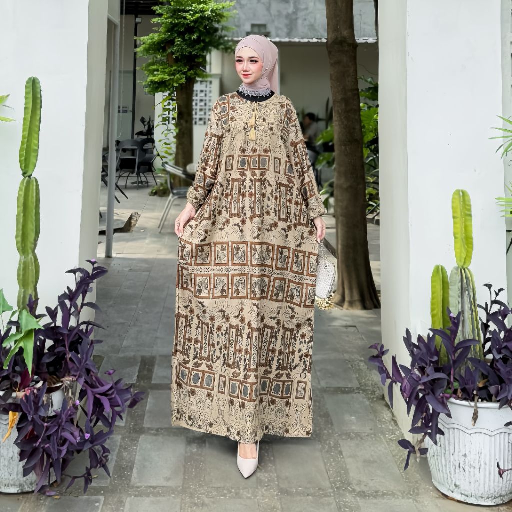 GAMIS JUMBO SORAYA KAIN RAYON PREMIUM RESLETING DEPAN ADEM TEBAL