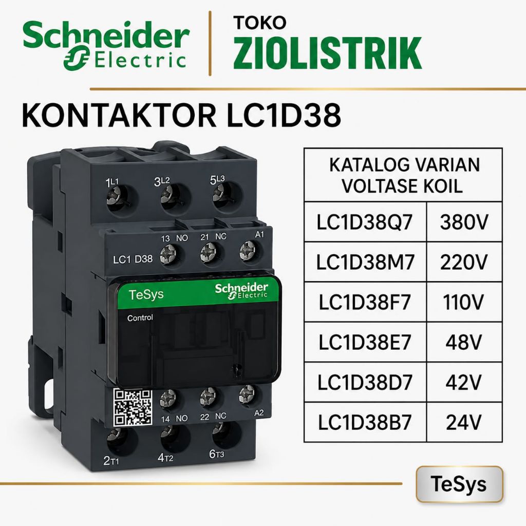 Kontaktor Schneider LC1D38 LC1D38Q7 LC1D38M7 LC1D38F7 LC1D38E7 LC1D38D7 LC1D38B7 3P/3Phase 50A Origi