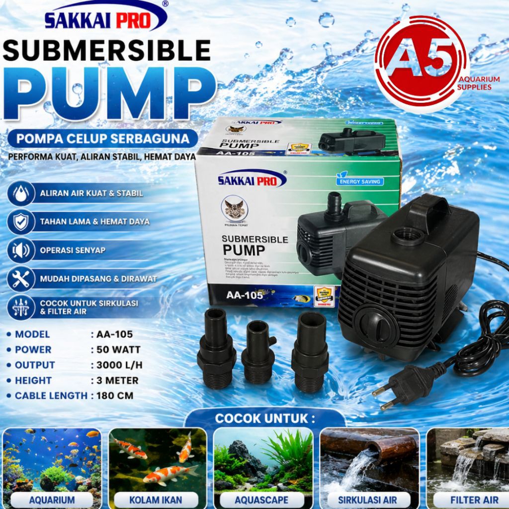 SAKKAI PRO AA 105 Pompa kolam aquarium air mancur