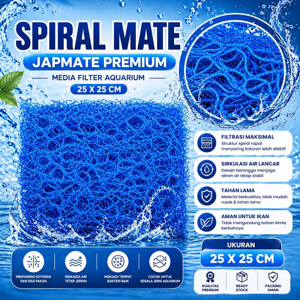 SPIRAL MATE PREMIUM 25x25CM MEDIA FILTER KOLAM AQUARIUM