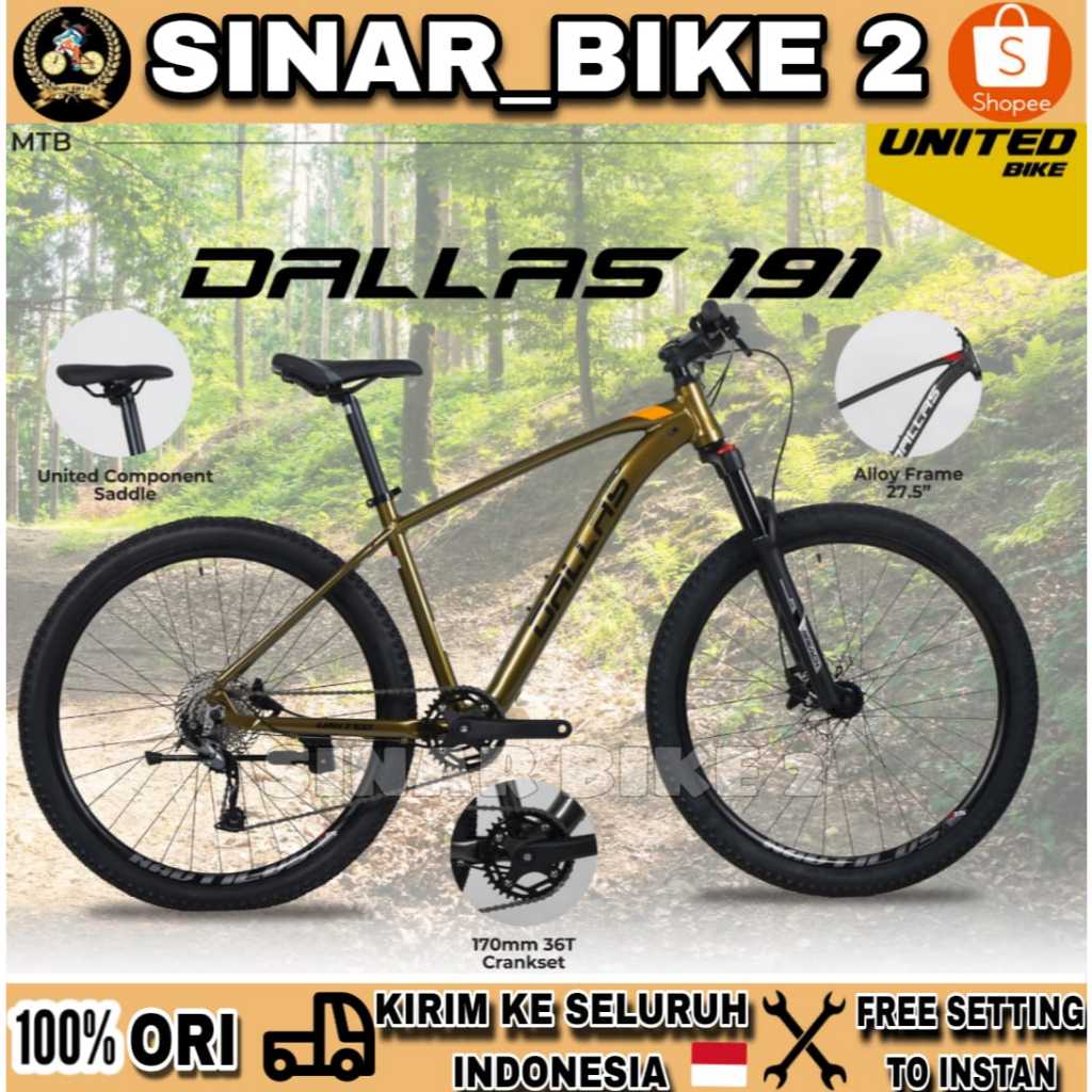 Sepeda Gunung MTB UNITED DALLAS 191 Ukuran 27,5 Inch 9 Speed