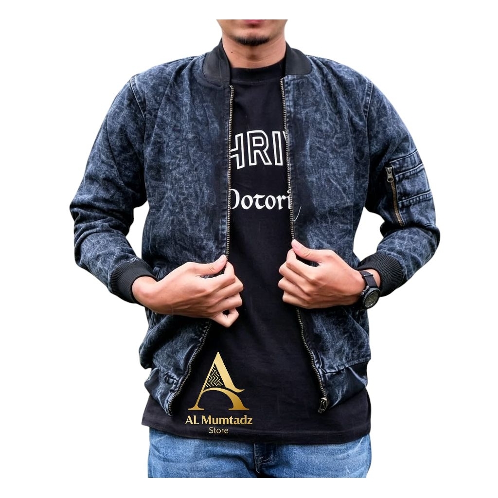 JAKET JEANS BOMBER SANWASH PRIA JAKET SANWASH PRIA - JAKET JEANS SANWASH PRIA MURAH BIG SIZE JUMBO S