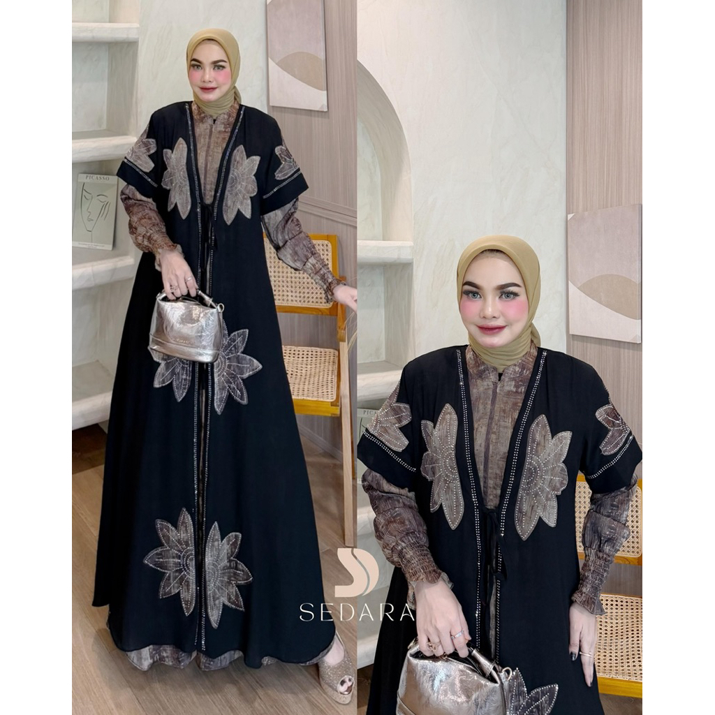 Gamis Hindi Ori terbaru motif bunga Zahira