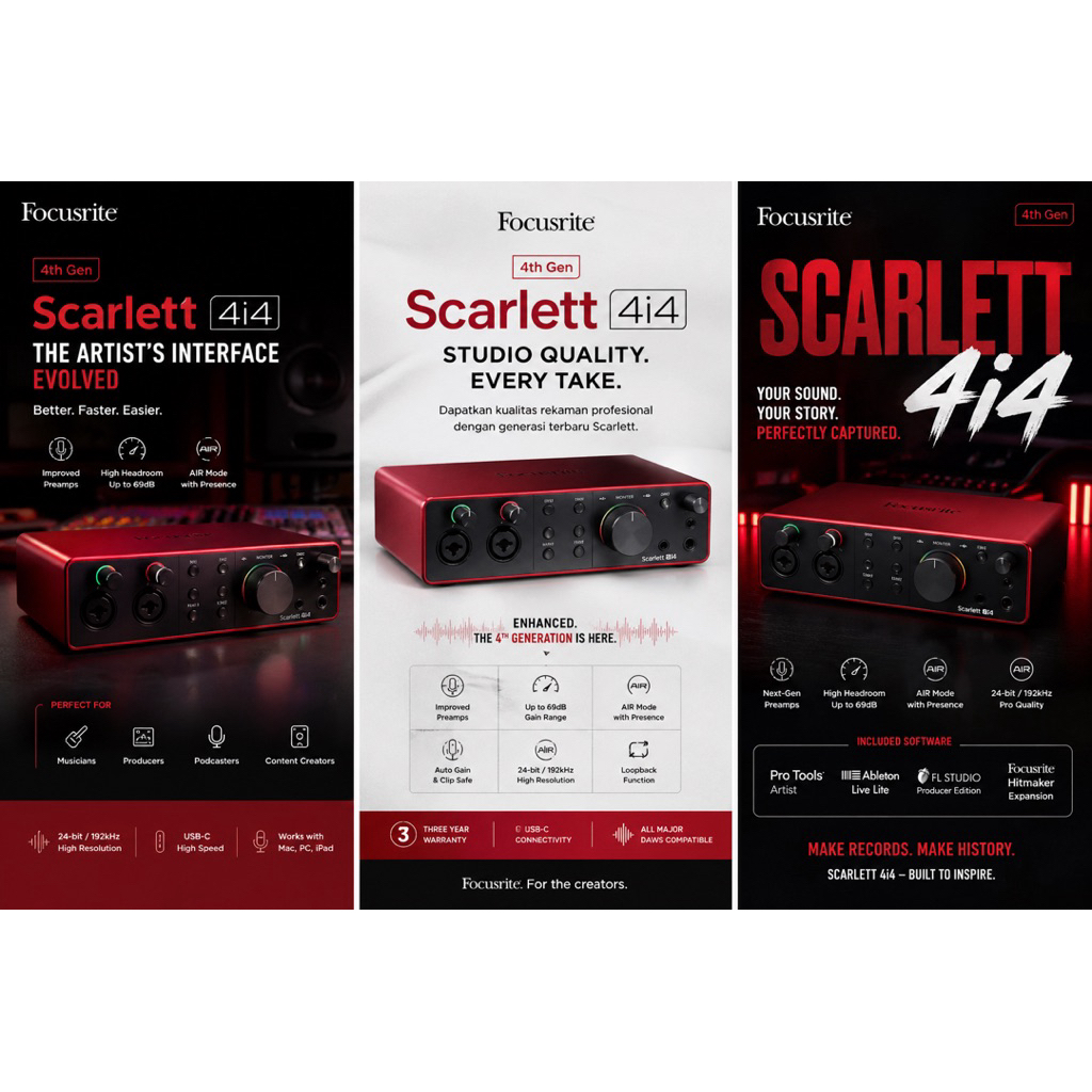 Focusrite Scarlett 4i4 4th Gen (Baru)