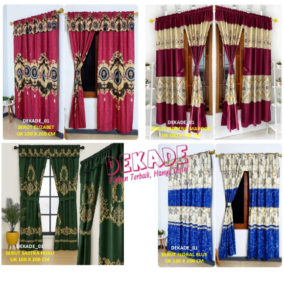 Gorden Pintu Dan Jendela Serut Poni Rumbay Free Tali Pengikat Motif Shabby | DEKADE