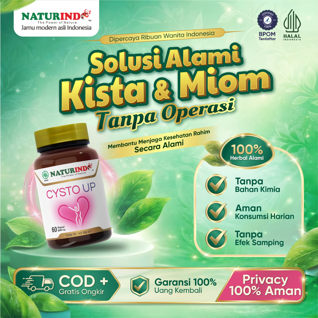 OBAT KISTA MIOM HERBAL HAID COKLAT MYOM OVARIUM BARTHOLIN ENDOMETRIOSIS RAHIM OPERASI PCOS NATURINDO