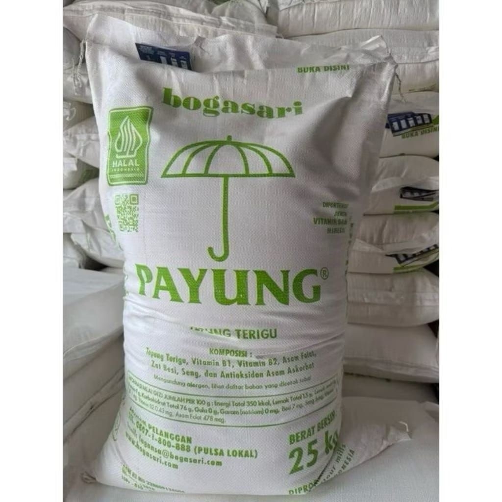 Tepung Terigu Payung 25 kg / Tepung Terigu cap Payung Bogasari 25 kg Bal / Tepung Terigu Cap Payung 