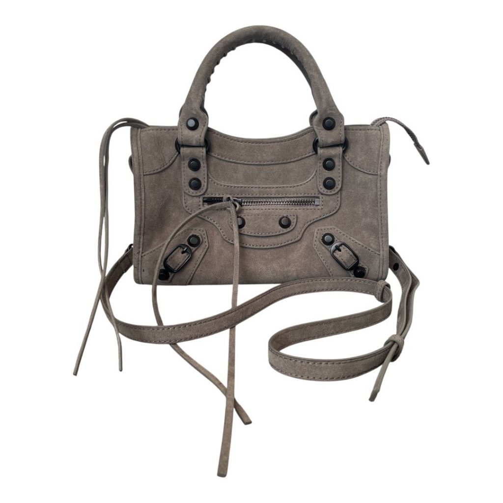 tas balenciaga city small suede bag