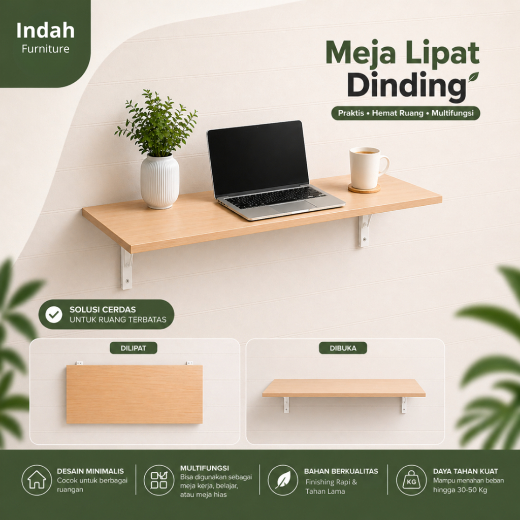 Meja Lipat Dinding / Meja Gantung / Meja Komputer Rak Dapur Ambalan Dinding Minimalis