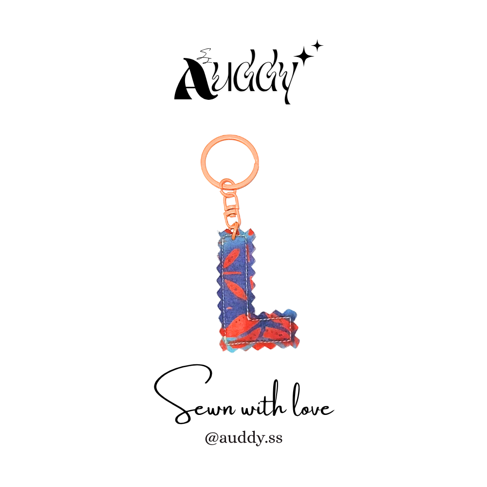 Huruf L Gantungan Kunci Huruf Handmade | Aksesoris Tas Lucu | Keychain Unik Kain Perca