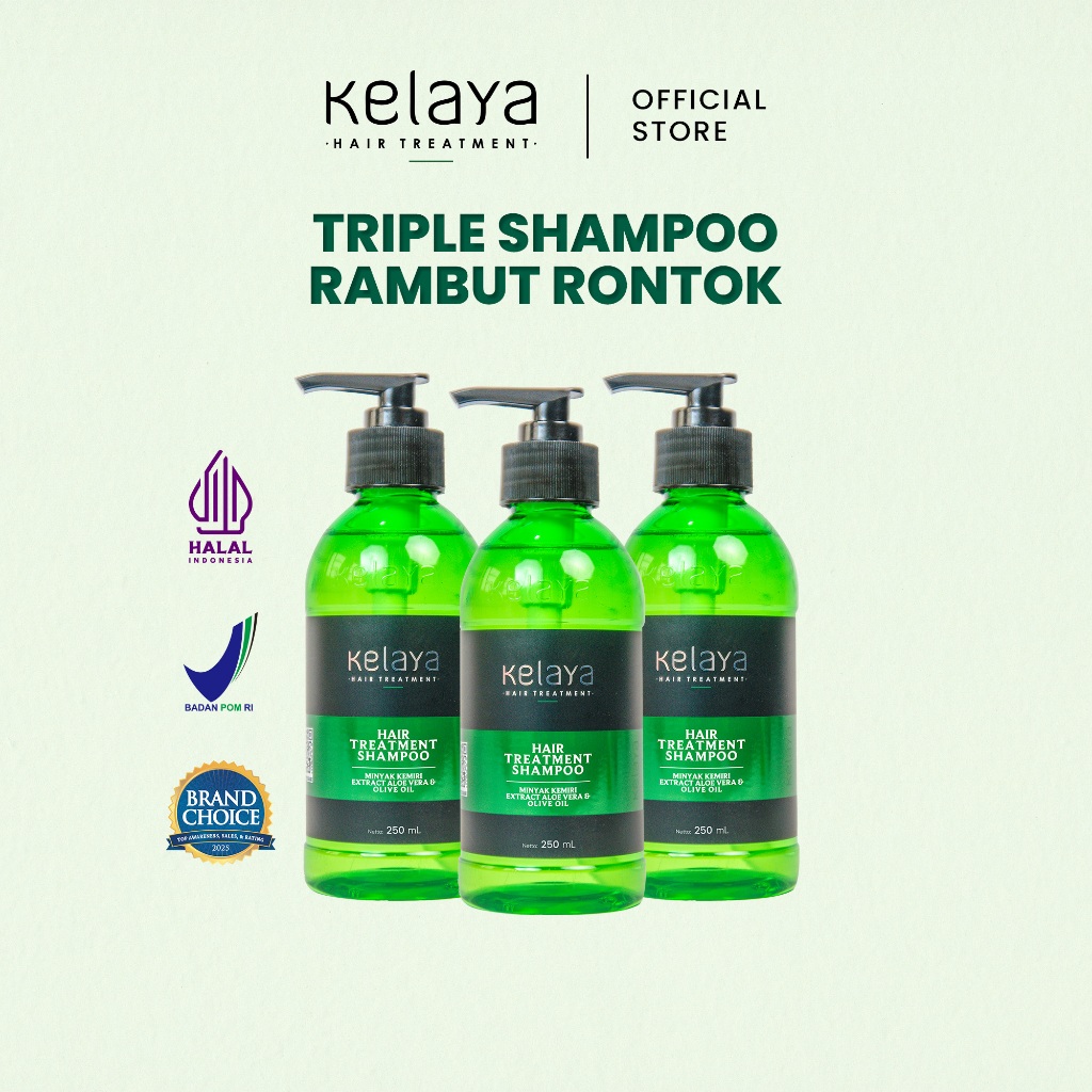 3 Pcs Kelaya Shampoo Anti Ketombe dan Rontok 250ml Hair Care Penumbuh Rambut Kulit Kepala Berminyak