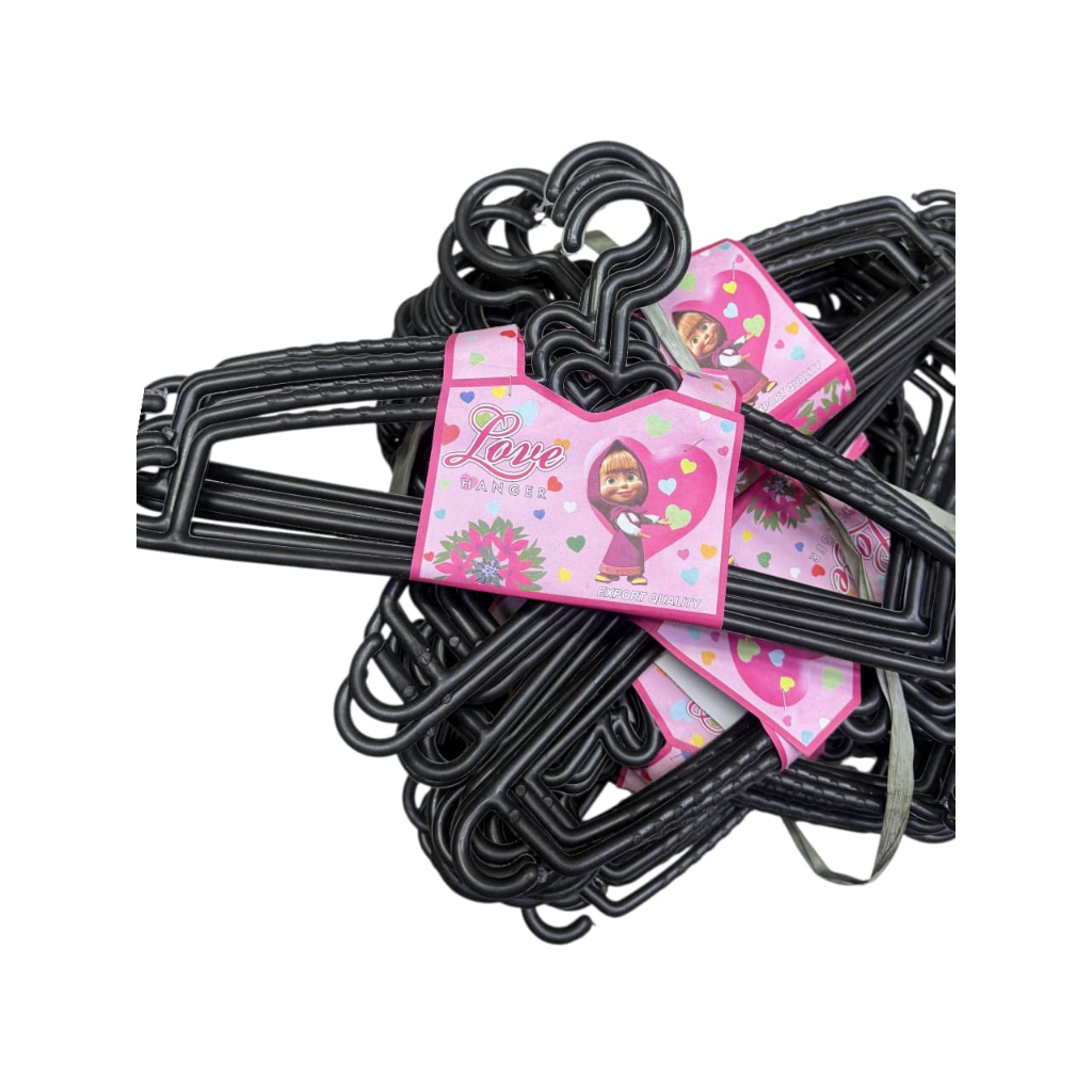 HANGER ISI 6PCS / HANGER PLASTIK WARNA HITAM / HANGER LOVE PLASTIK