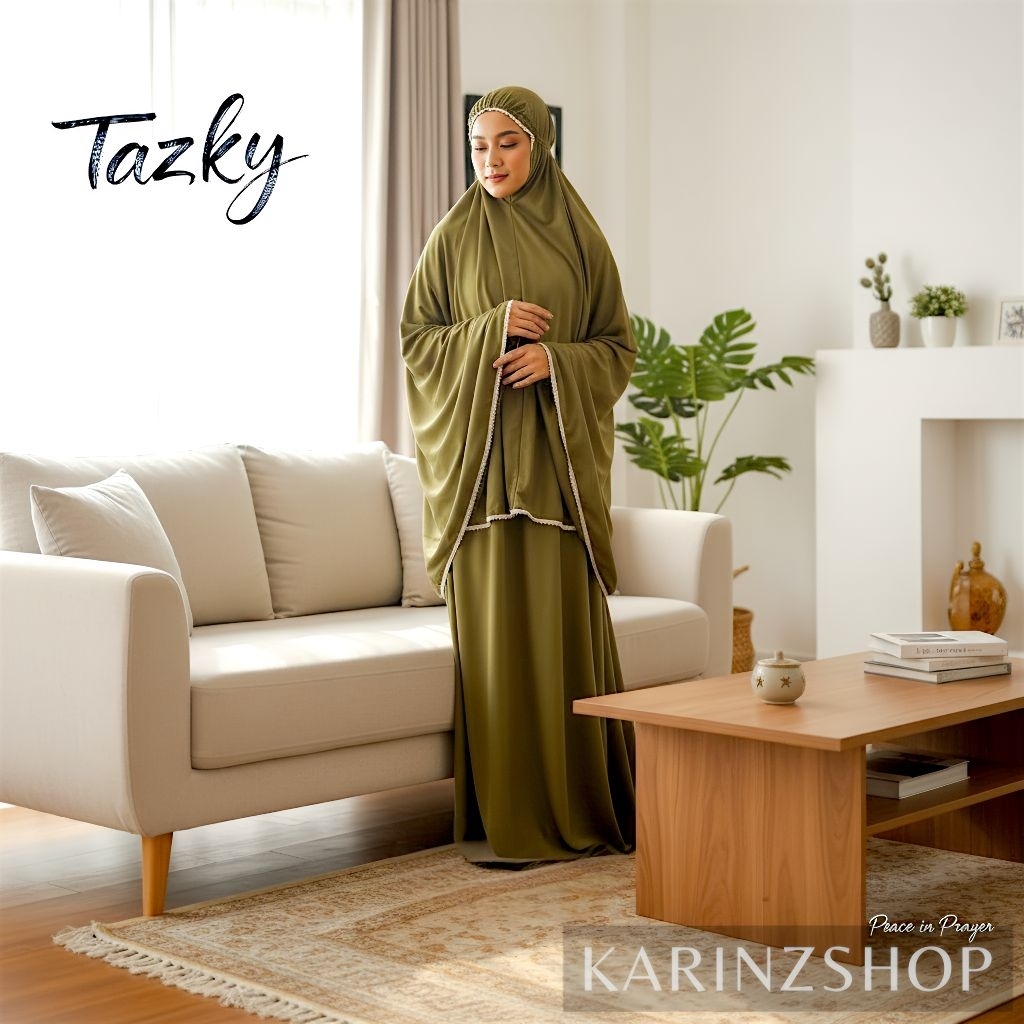 TAZKY - MUKENA Dewasa Renda Setelan Katun Premium Jumbo Bahan Halus dan Adem TAZKY - MUKENA TRAVELIN