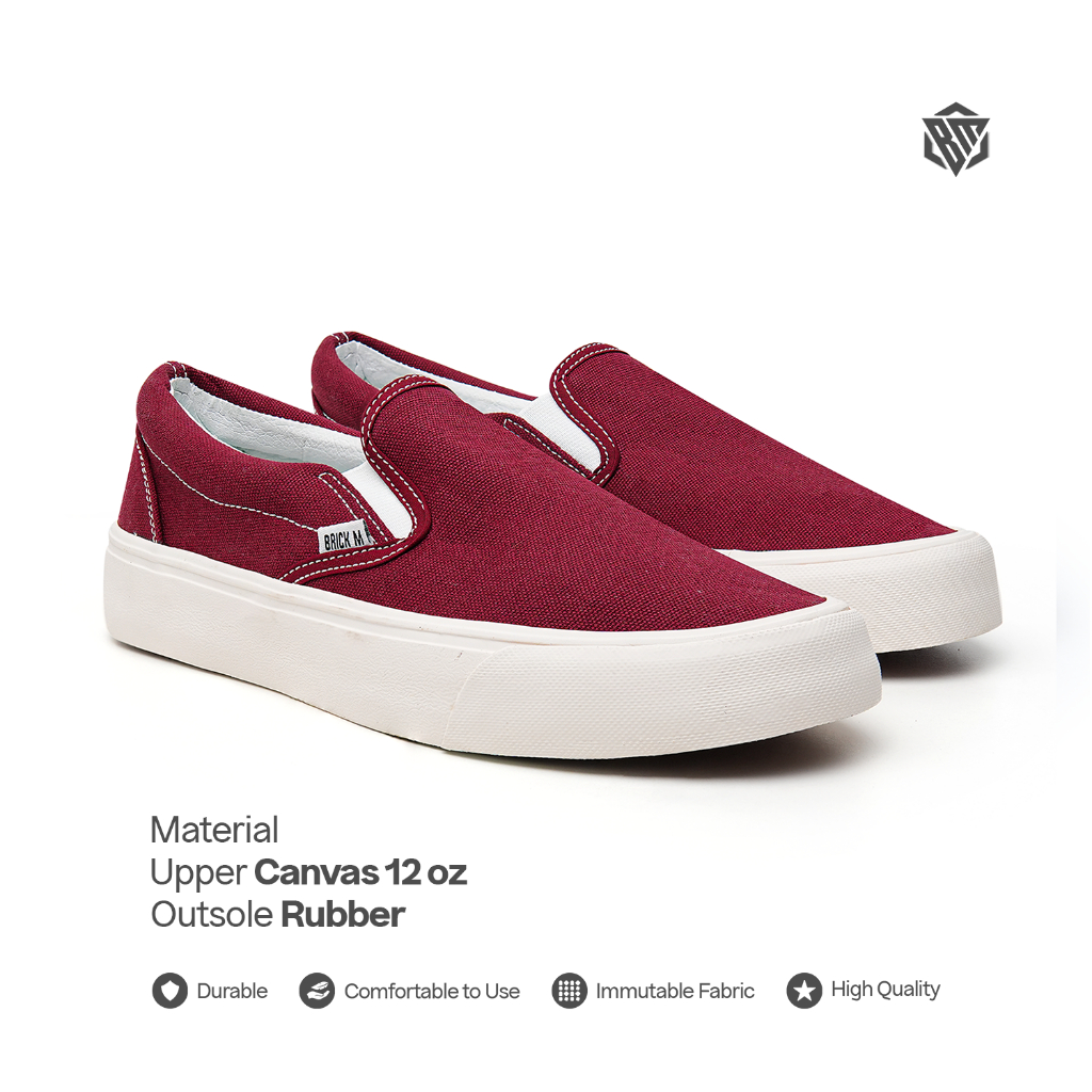 Brick Mansions - Mission Maroon Sepatu Slip On Sneakers Casual Pria Wanita