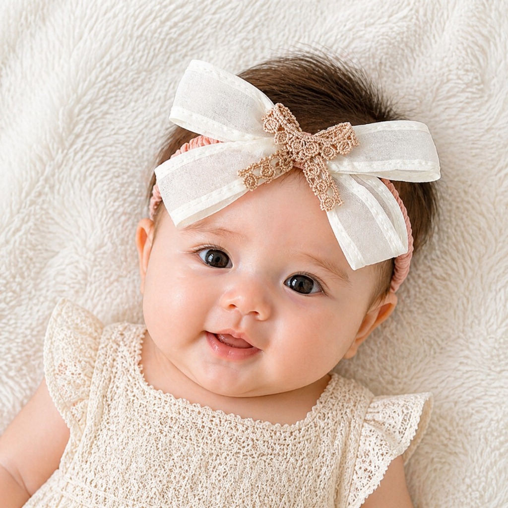 Bando Bayi Pita Organza Premium Headband Newborn Soft Stretch Foto Aksesoris Bayi Perempuan