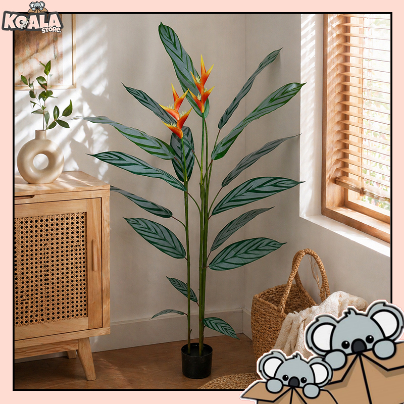 Pohon Hiasan Ruangan Sudut Tinggi  1,8 Meter Pot Bunga Heliconia Plastik KoalaStore PBP188