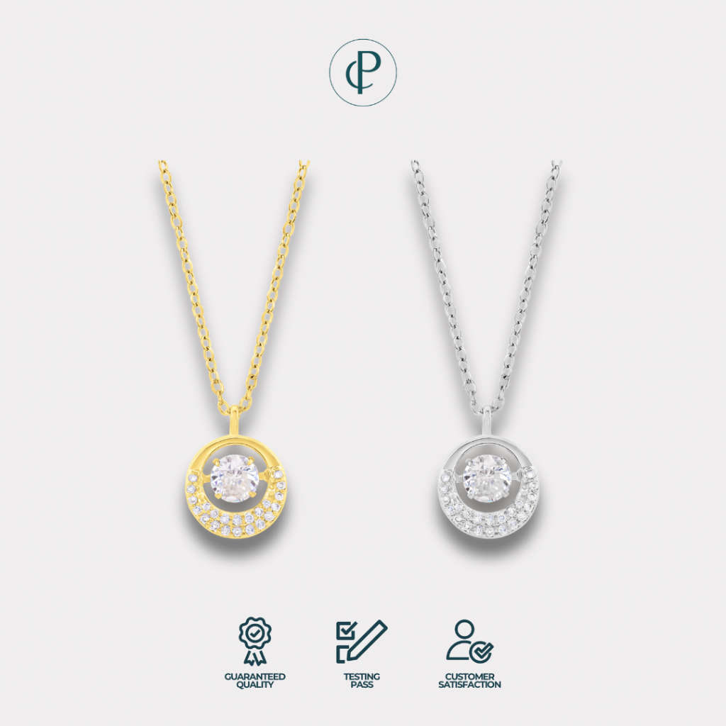Pam & Co - Luna Liontin Bulat | Liontin Kalung | Liontin Titanium | Kalung Permata