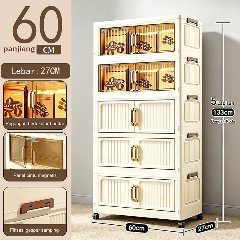[60CM]Lemari Dengan Bahan Tebal Desain Partisi Multi Lapis Lemari Penyimpanan Untuk Ruang Tamu/Kamar