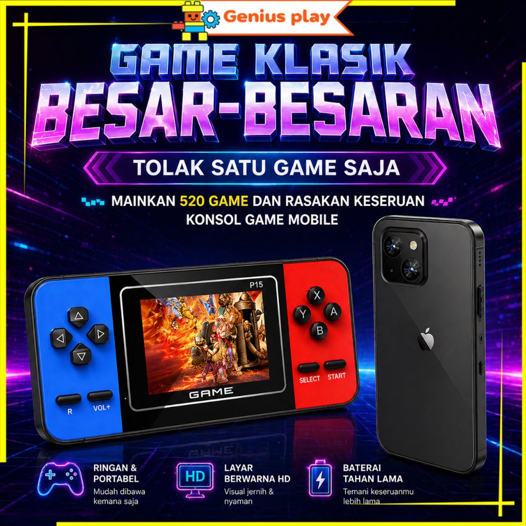 GPT Game Portable 520 Game 2 Player Konsol Retro Genggam Layar HD Baterai Besar Support TV Mini Game