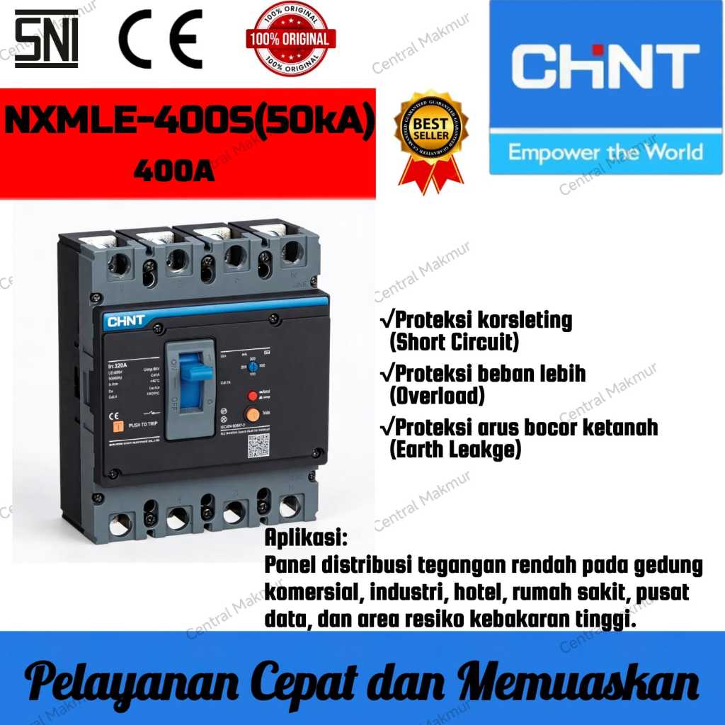 ORIGINAL MCCB CHINT NXMLE-400S 4P 50kA 400A MCCB NXMLE 400S 50kA 400 AMPER