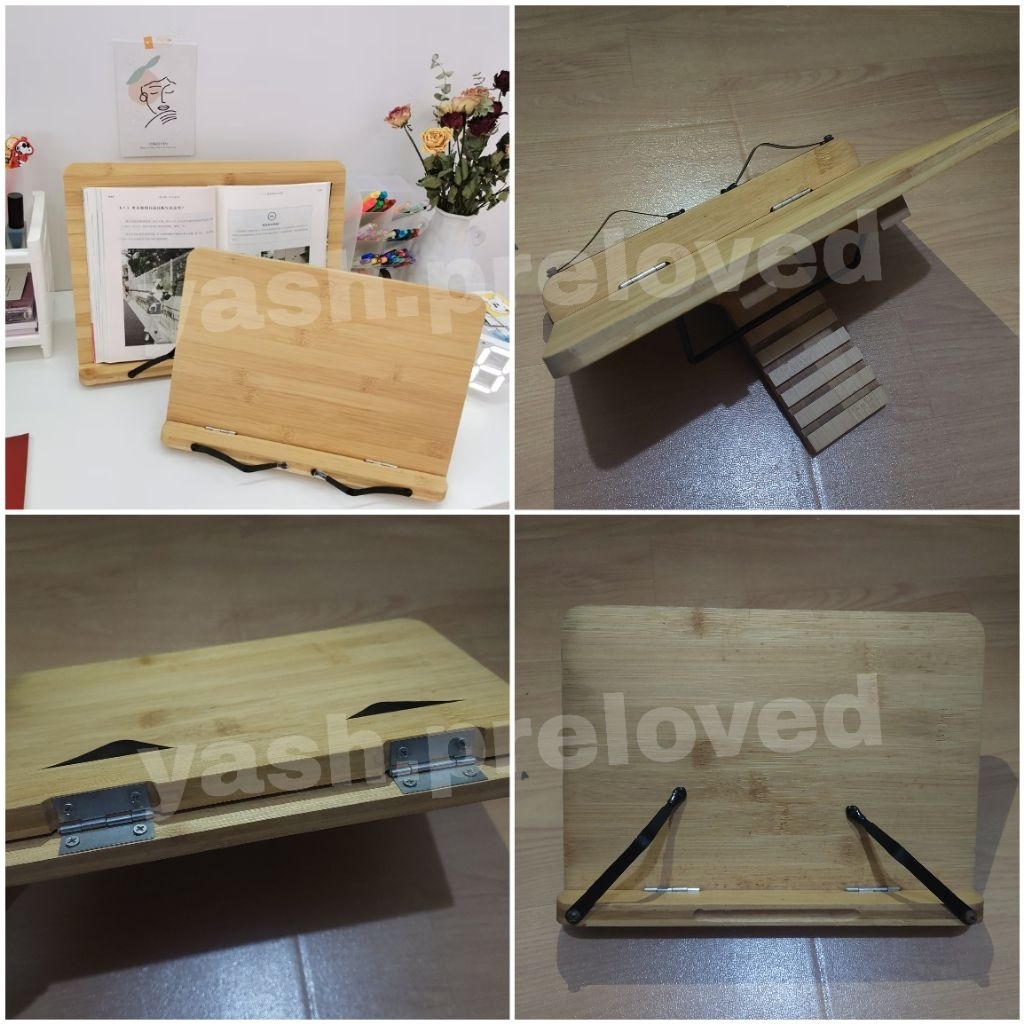 [PRELOVED] Wooden Book Stand Laptop Stand Ipad Holder Tatakan Buku Laptop Foldable Drawing Kanvas Ka