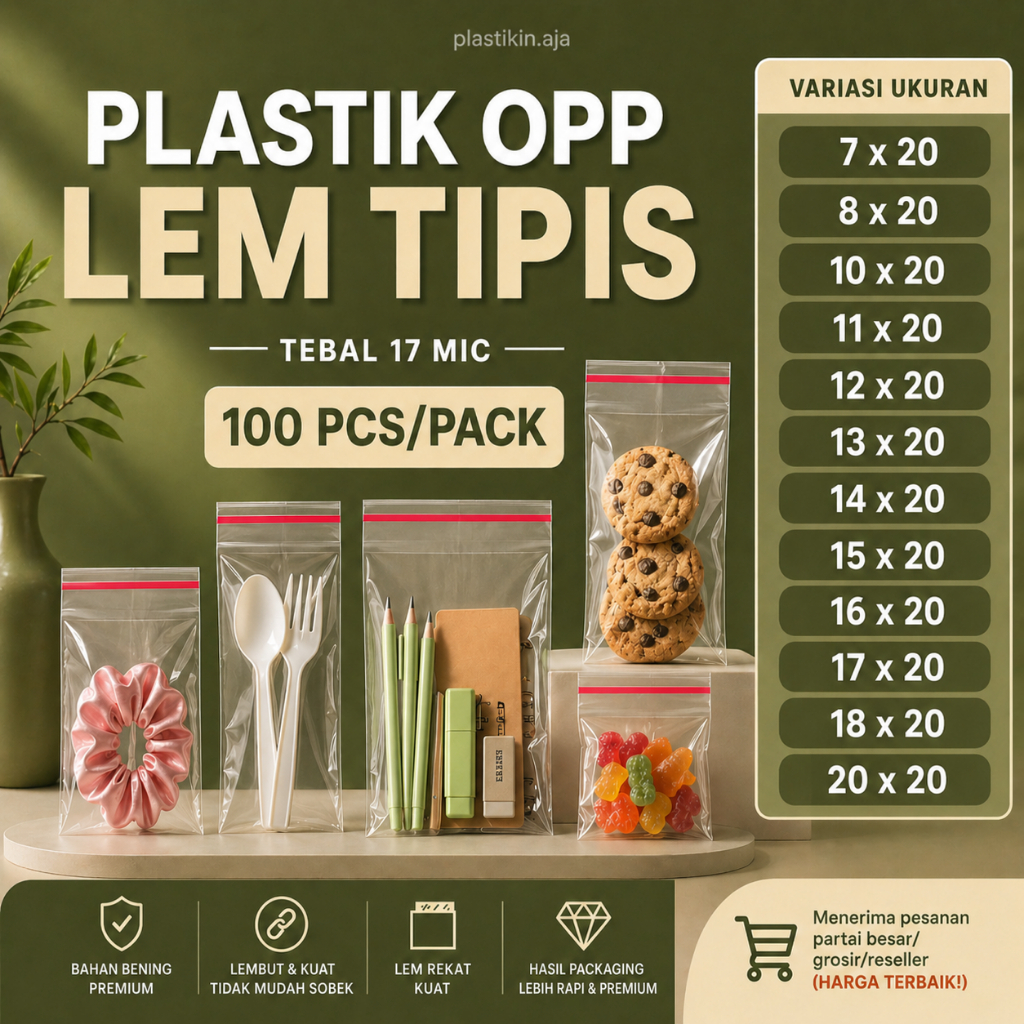 (Bisa Mix Ukuran Isi 100 pcs) Plastik OPP Undangan/Plastik Seal/Plastik Blangko/MURAH/7x20/8x20/10x2