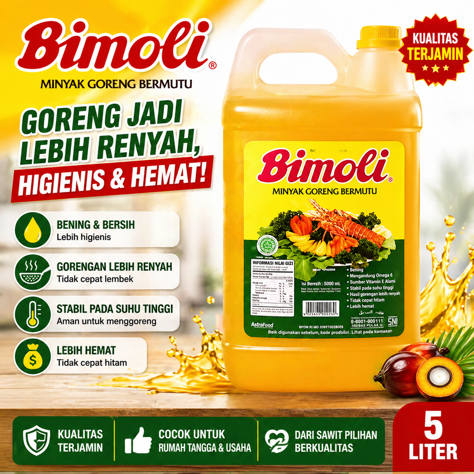 Minyak Goreng Bimoli Jerigen 5 Liter / 5L / 5Liter Berkualitas Bersih Grosir Murah Instant Makassar