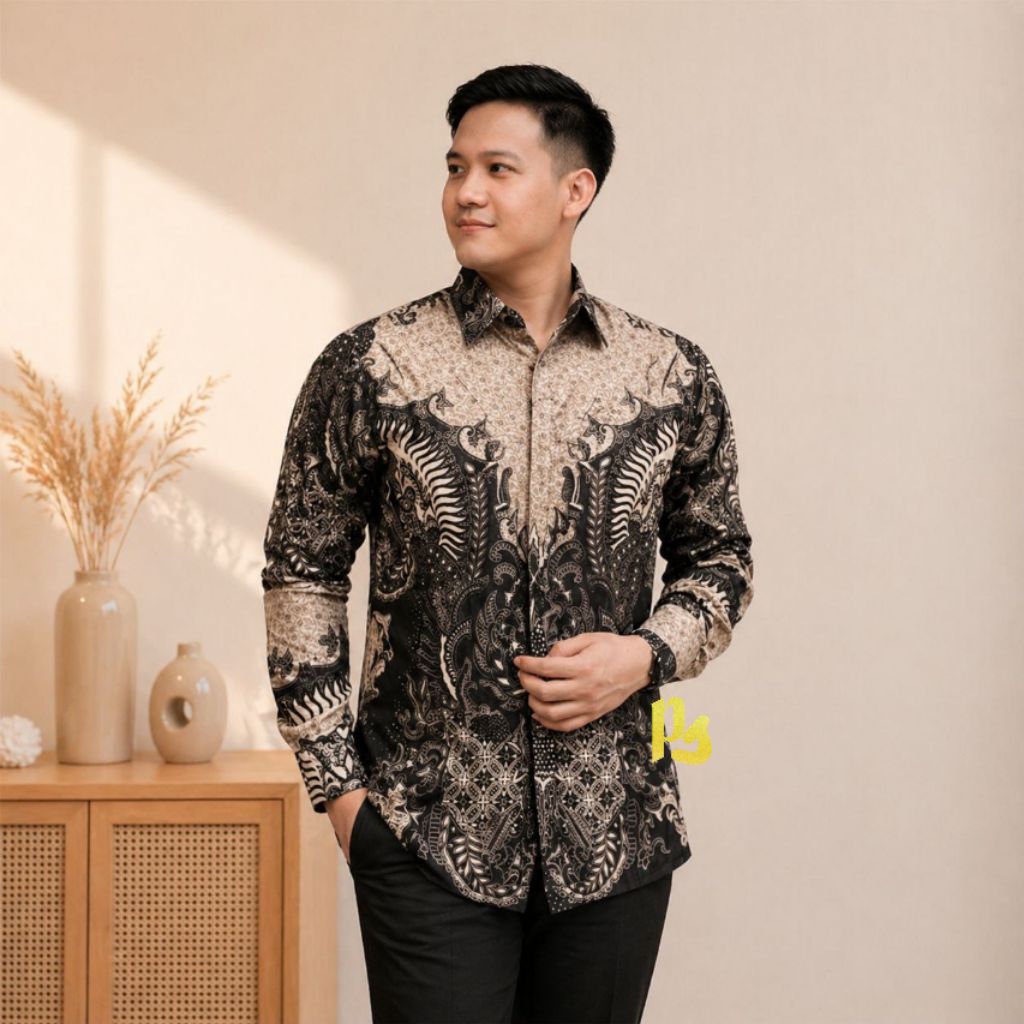Alexander Mocca Kemeja Panjang Baju Batik Pria Lengan Panjang Batik Pria Premium Seragam Batik Kanto