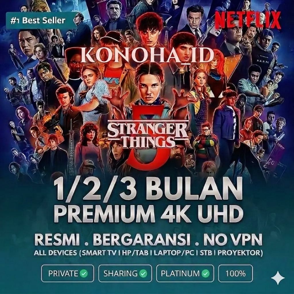 Netflix Akun Premium 1/bulan private 1p/1u 4K UHD Anti On Hold