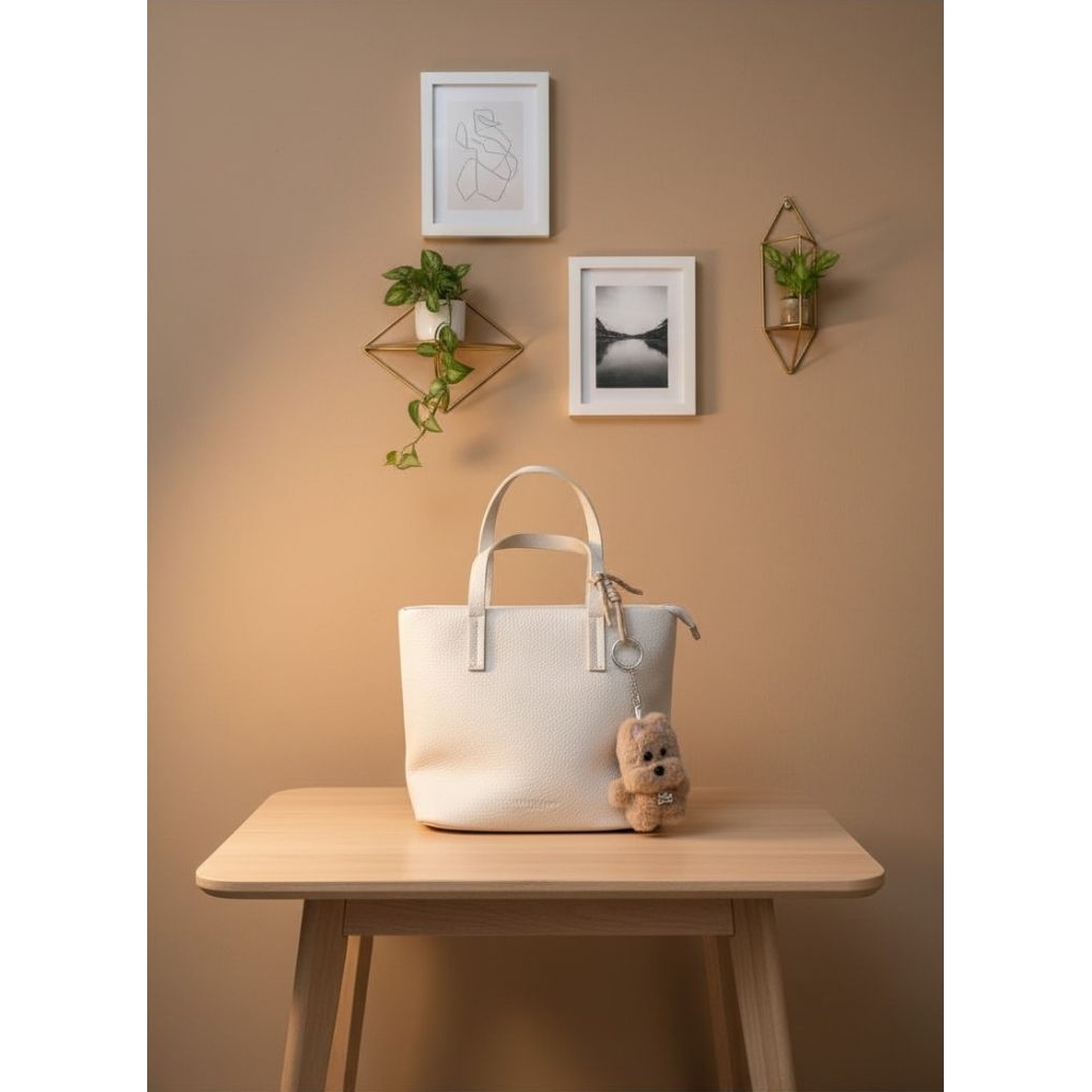 Tas Import Wanita dengan Gantungan Lucu Warna Putih - Selempang Slingbag