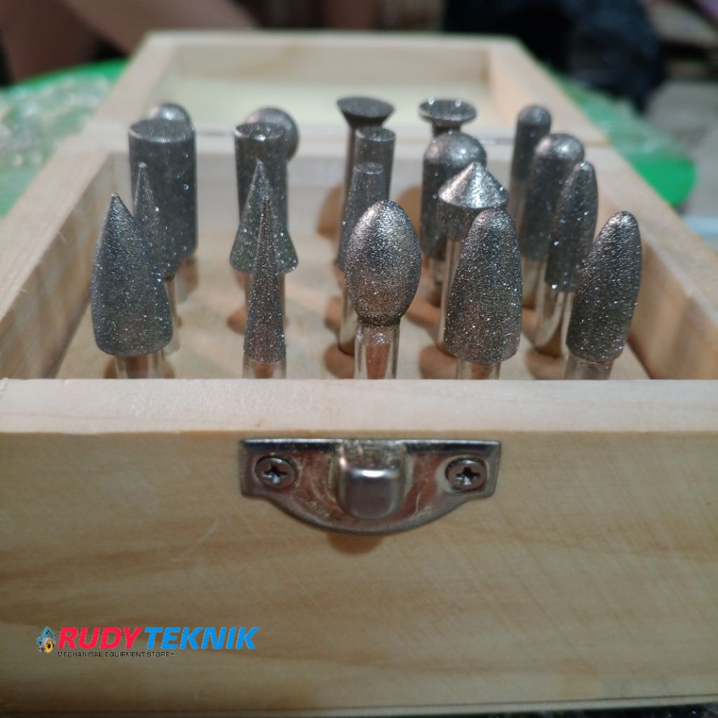 Mata Bor Intan 6mm Set 20pcs Mata Bor Tunner  Kotak Kayu