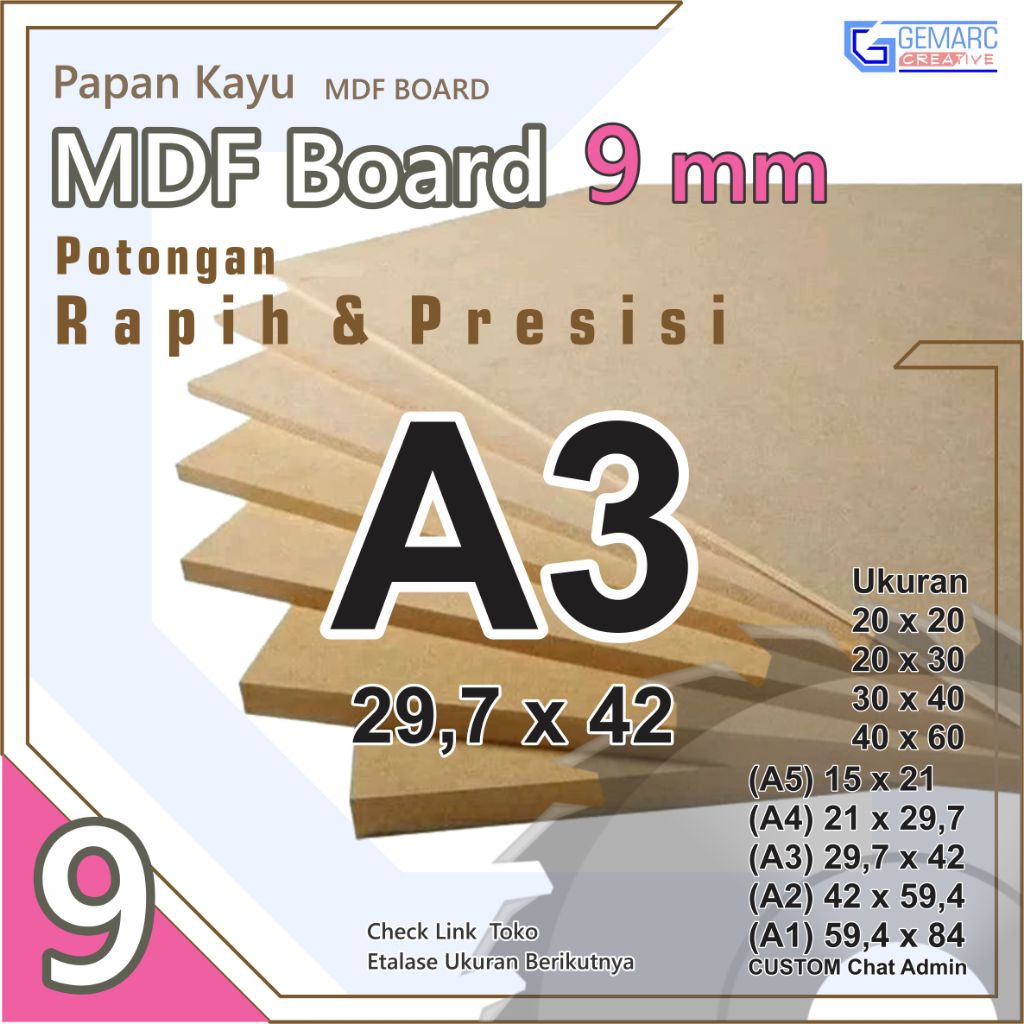 Mdf A3 - Mdf 9mm Ukuran A3