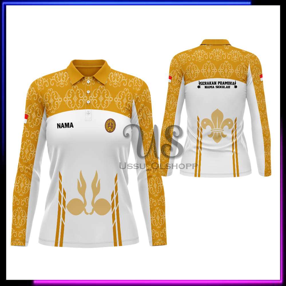 Baju Jersey Pramuka Wanita Lengan Panjang / Kaos Seragam Pramuka Custom Nama