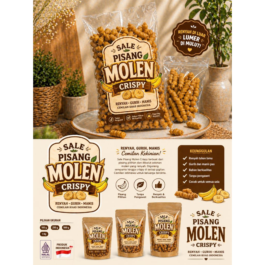 sale molen pisang krispi 500gram 1kg 2kg