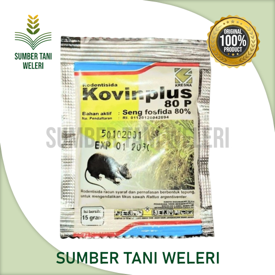 RODENTISIDA KOVINPLUS 80 P - RODENTISIDA UMPAN SERBUK - 15 GR - KRESNA
