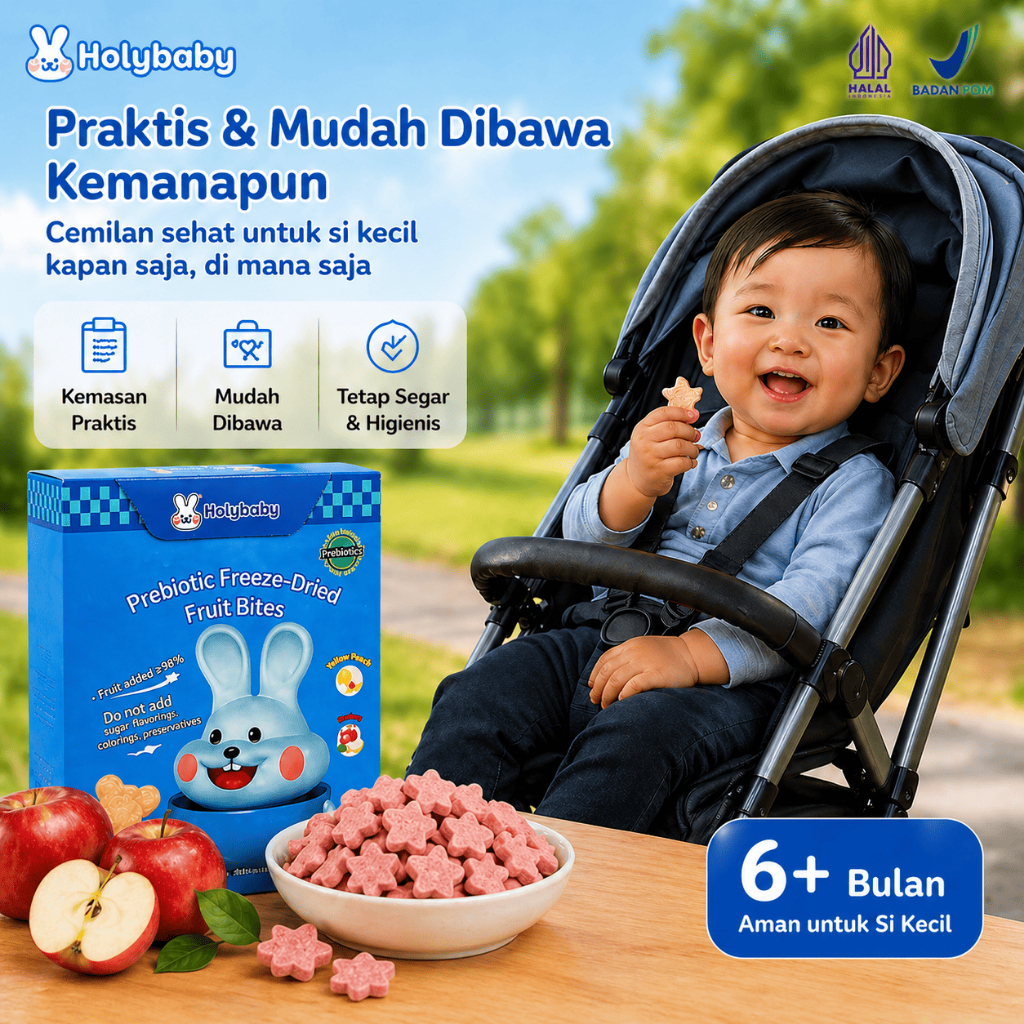 Holybaby Snack Probiotik Cemilan Bayi Anak Mudah Larut Camilan Sehat Tanpa Gula Snack Bayi Halal