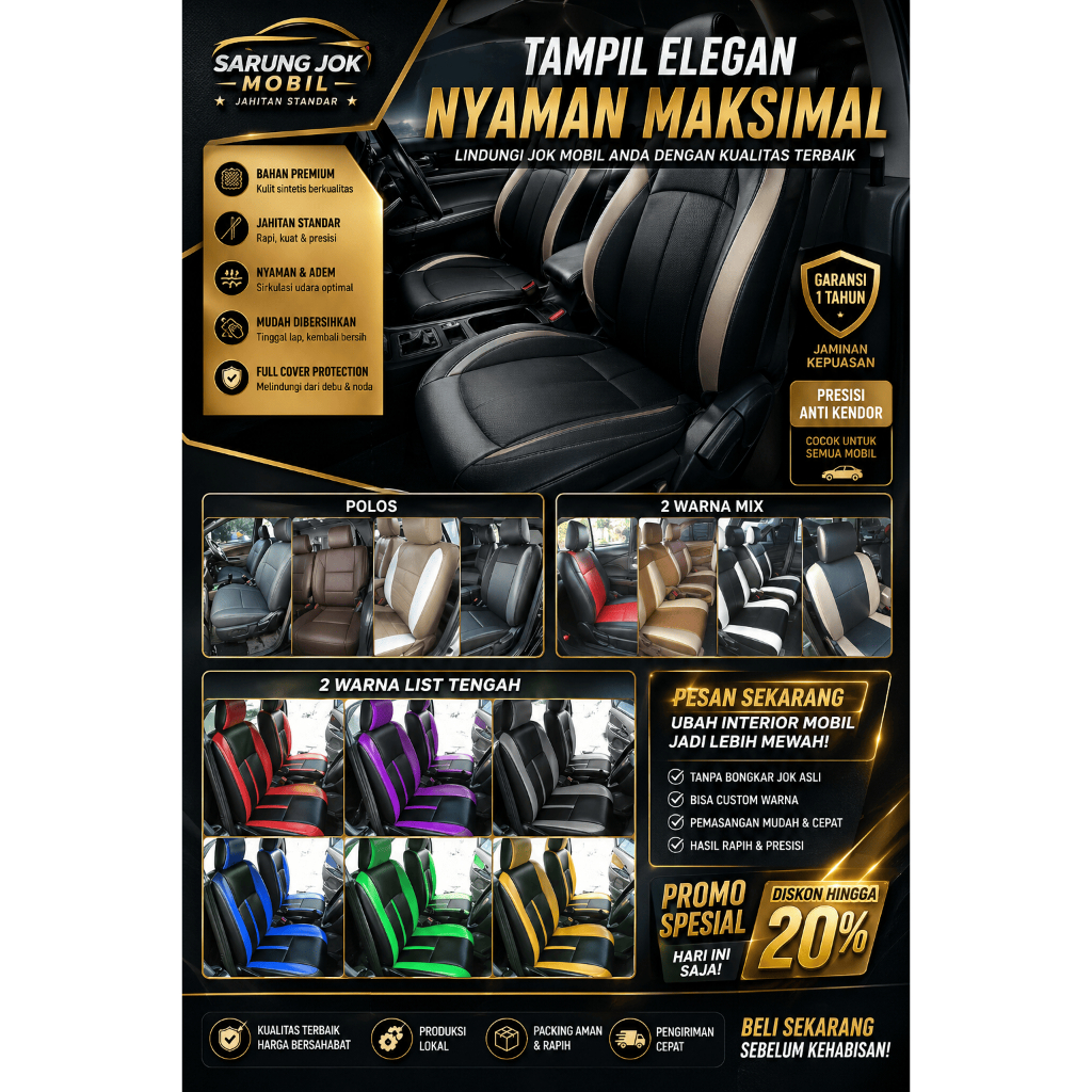 SARUNG JOK MOBIL BAHAN FERARI FULLSET - CALYA / SIGRA