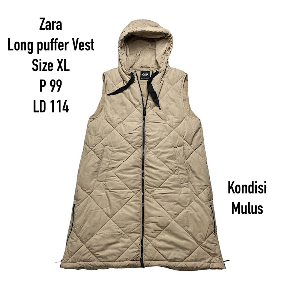 Zara long puffer vest rompi zara