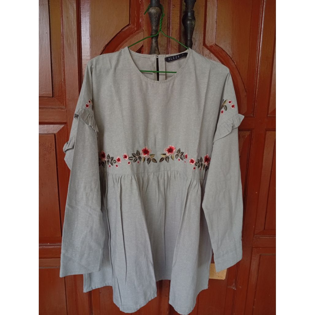 preloved tunik bordir bunga cantik tunik wanita