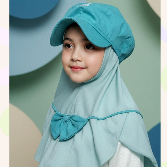 Krukid Lyris| Kerudung Topi | Kerudung Topi Anak Terbaru | Kerudung Karakter [Ori Rabbani]